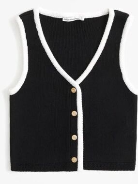 Abercrombie & Fitch Black Mara Button Knit Vest Top